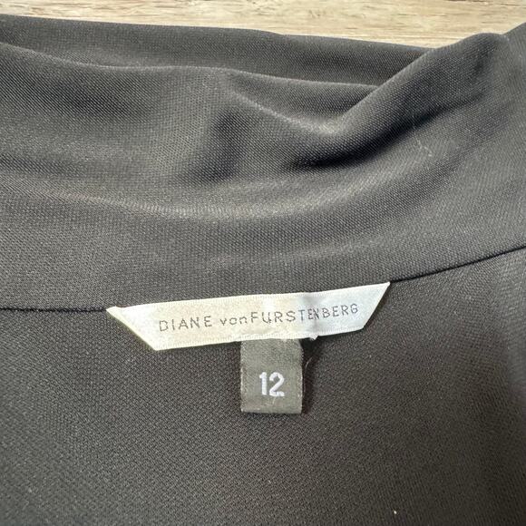 Vintage Diane von Furstenberg Black Wrap Midi Dress 90s Early 2000s Minimalist - Picture 3 of 6